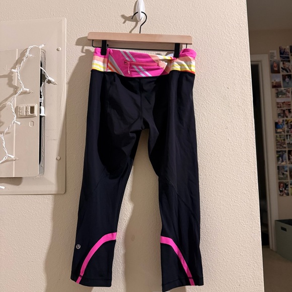 lululemon athletica Pants - lululemon athletica Run: Inspire Crop Black and Pink Leggings